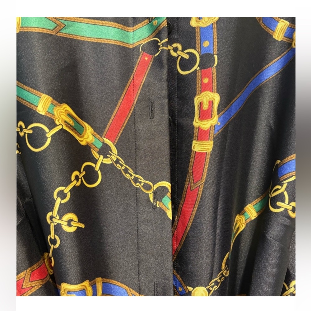 Lauren Ralph Lauren Black Chain Print Midi Dress - Picture 3 of 4